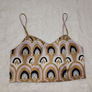 *MOVING SALE* House of Harlow 1960 Pink, Mustard & Black Patterned Crop Top